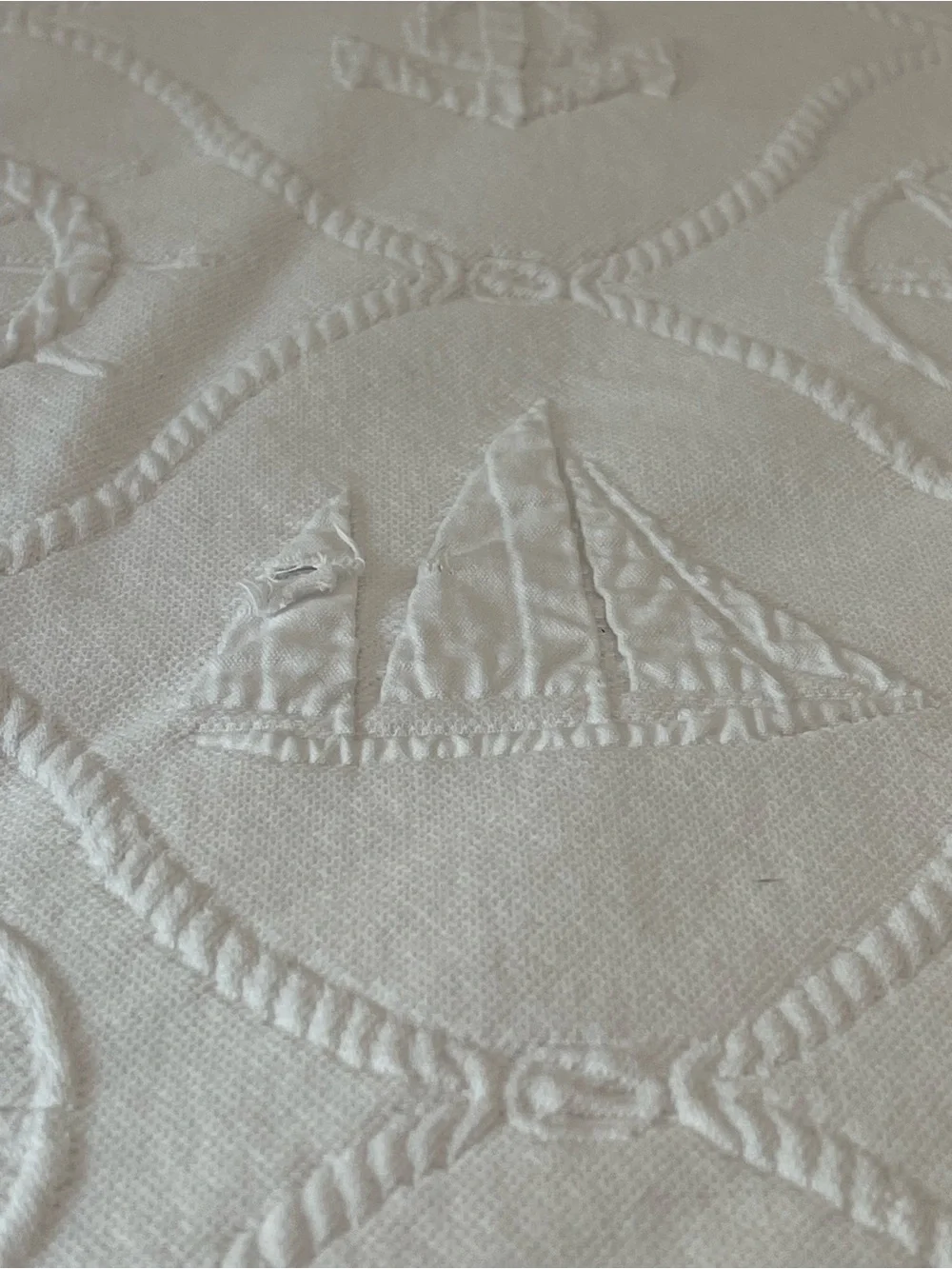 Vintage Ralph King Lauren White Nautical 80s- 90s Cotton Matelasse’ Coverlet